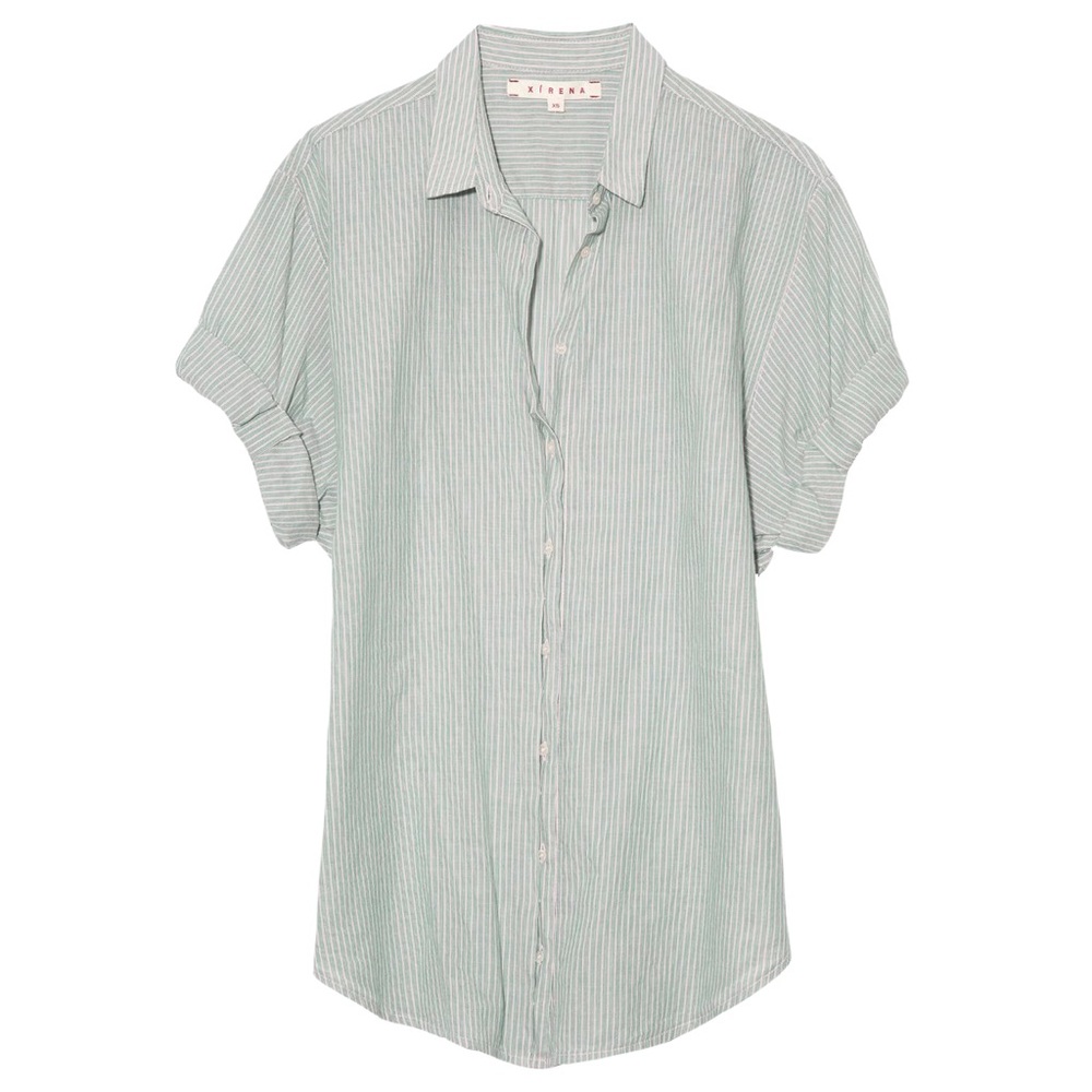 XiRENA XS Channing Shirt in Honeydew Striped Green